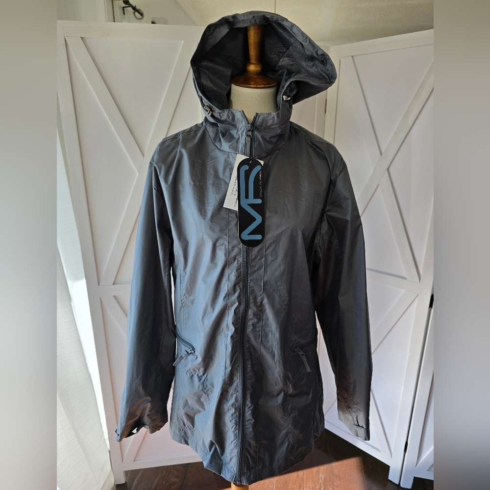 Mack Russo (NWT) Men's Gray Hooded Rain/Wind Jacket